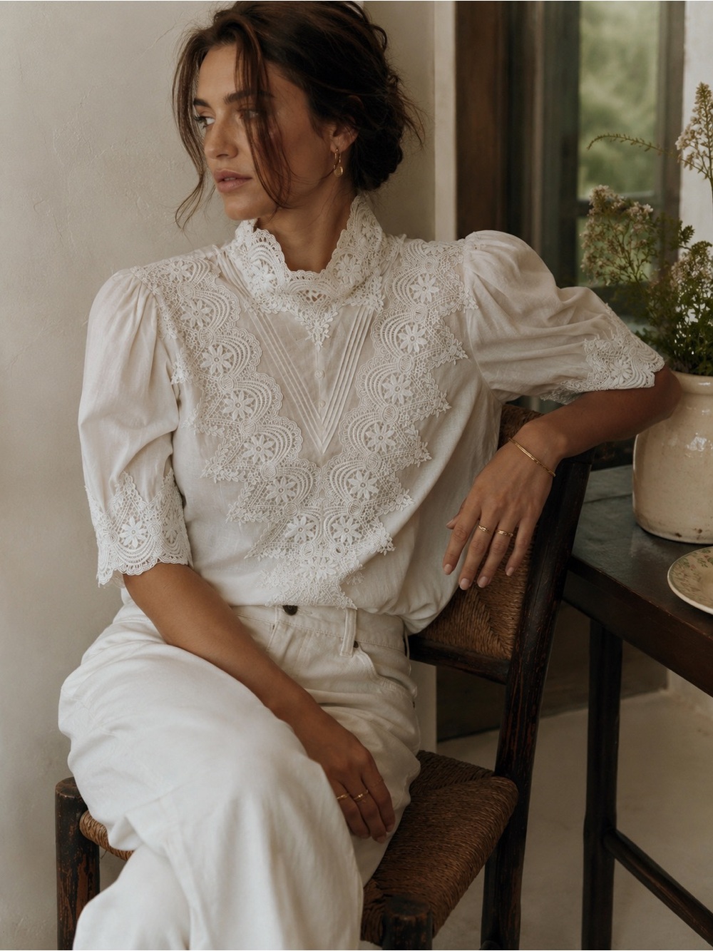 Vintage Scott McClintock White Cotton Victorian Lace Blouse | 80s 90s Romantic
